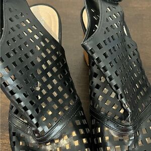 Kim Rogers Black Perforated Slingback Sandals